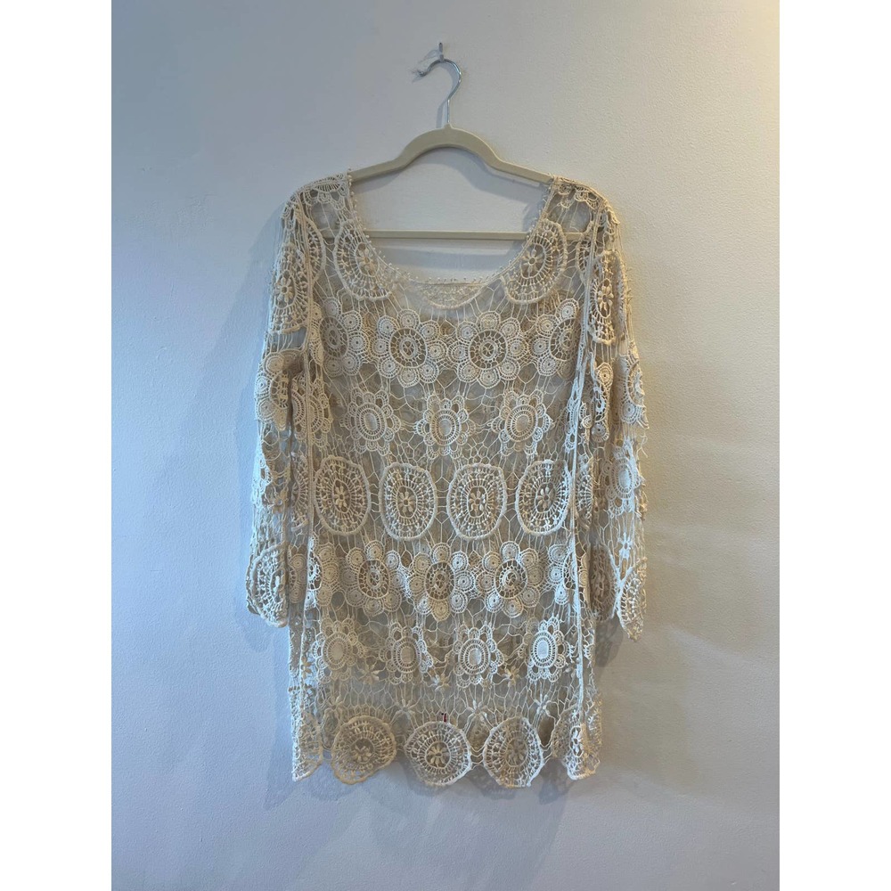 vintage handmade crochet cover up dress
